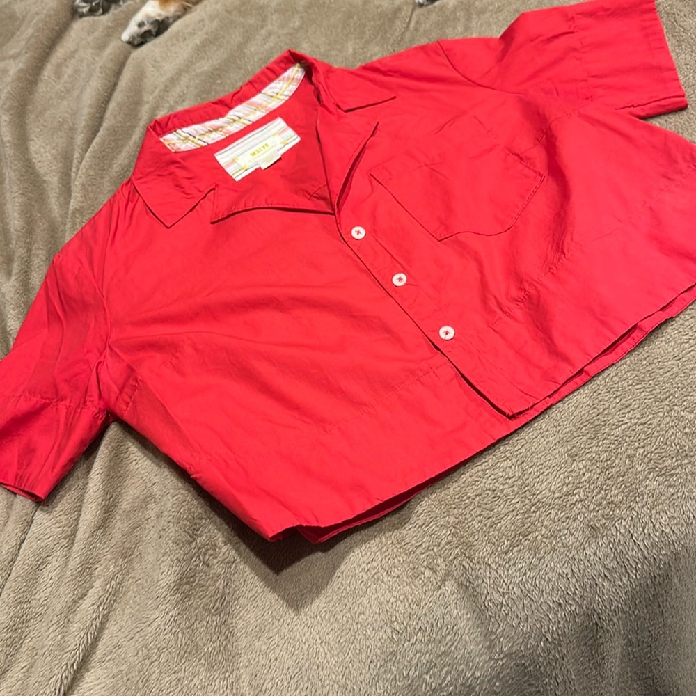 Maeve by Anthropologie short sleeve cropped blouse. Small